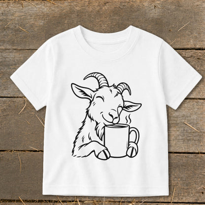Morning Coffee Goat Toddler Tee