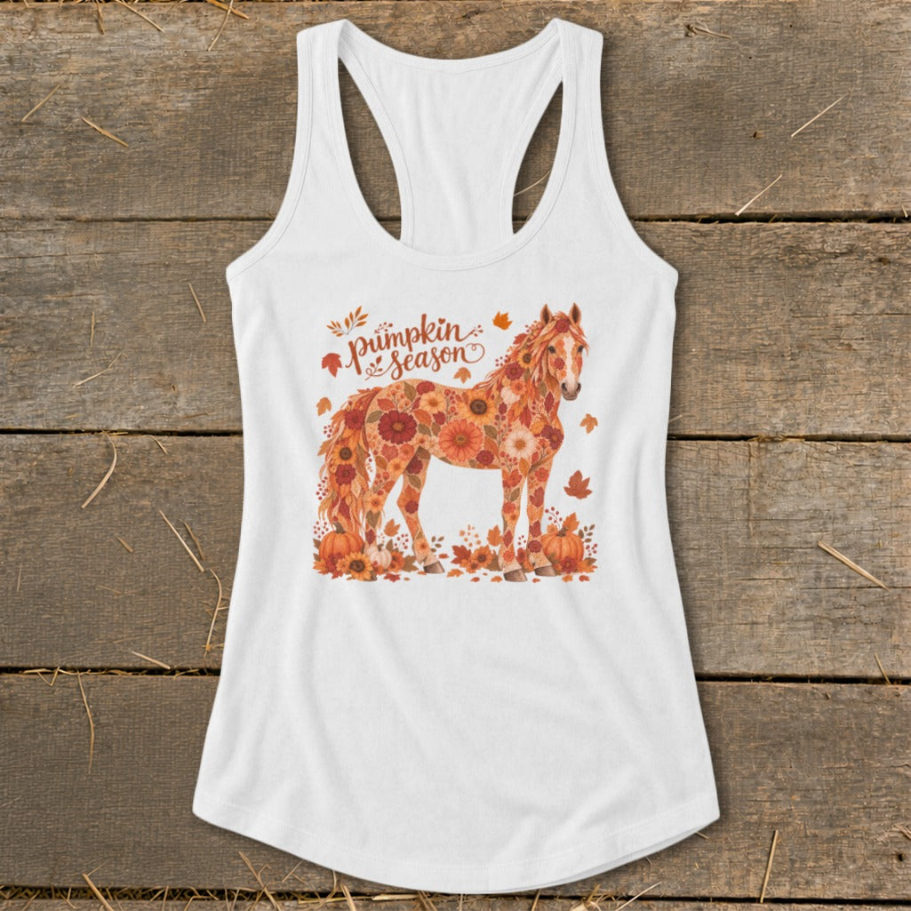 Fall Floral Horse Racerback Tank