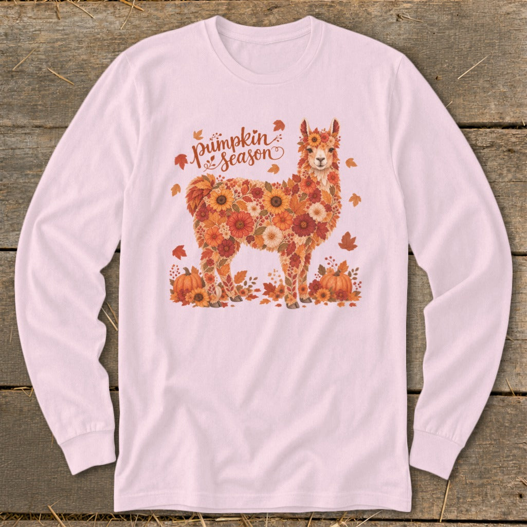 Fall Floral Llama Long Sleeve Tee