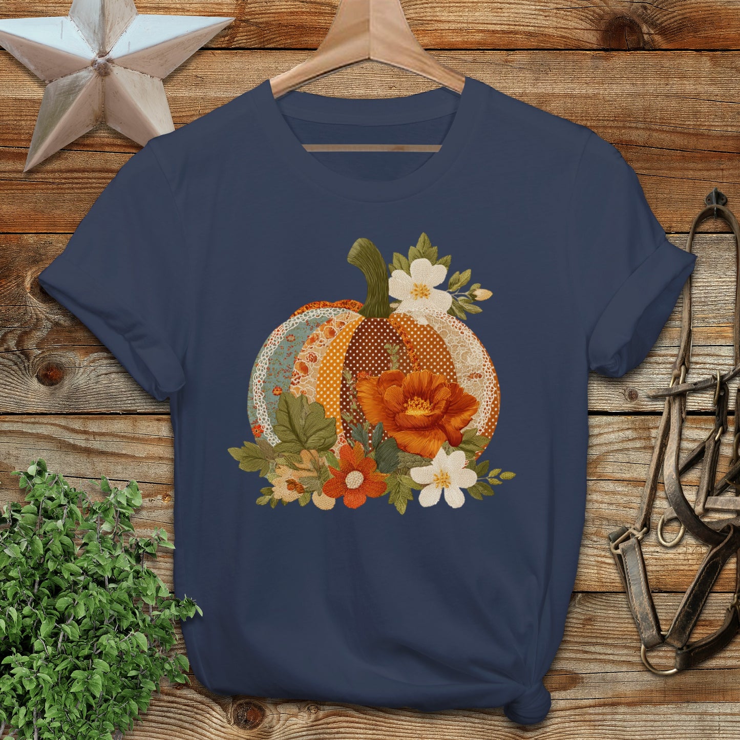 Pumpkin and Floral Themed Graphic Design Shirt product type