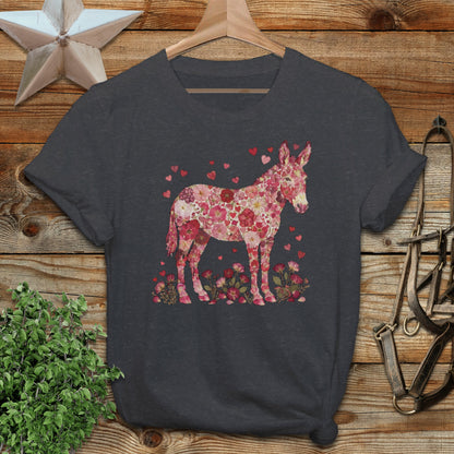 Colorful Floral Donkey Graphic Design T-Shirt