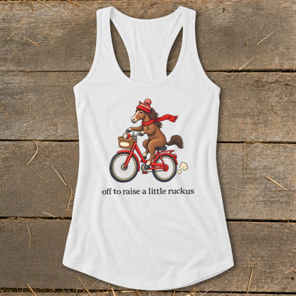 Off To Raise a Little Ruckus Racerback Tank