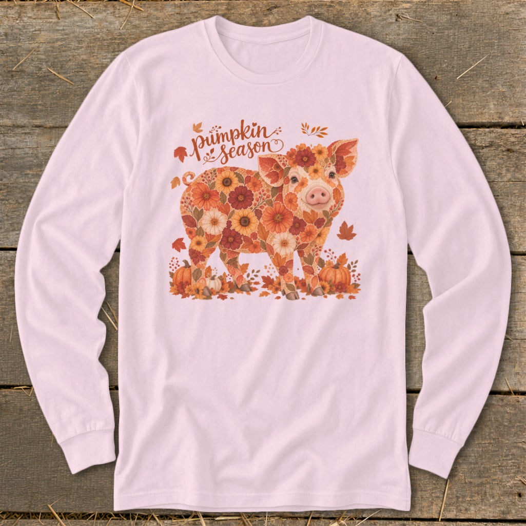 Fall Floral Pig Long Sleeve Tee