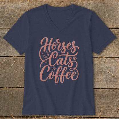 Horses, Cats & Coffee V-neck