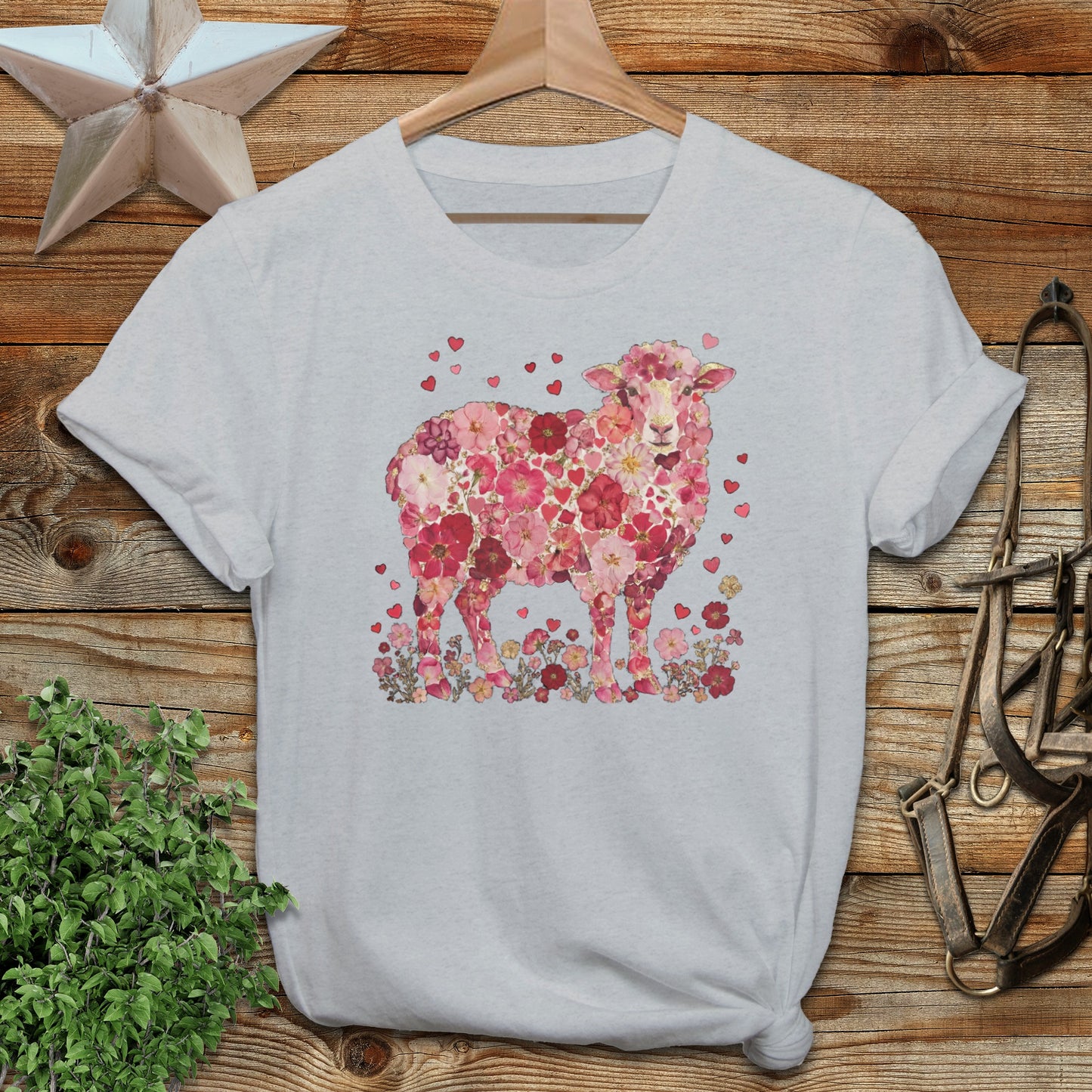 Adorable Floral Sheep Graphic Unisex T-Shirt Product