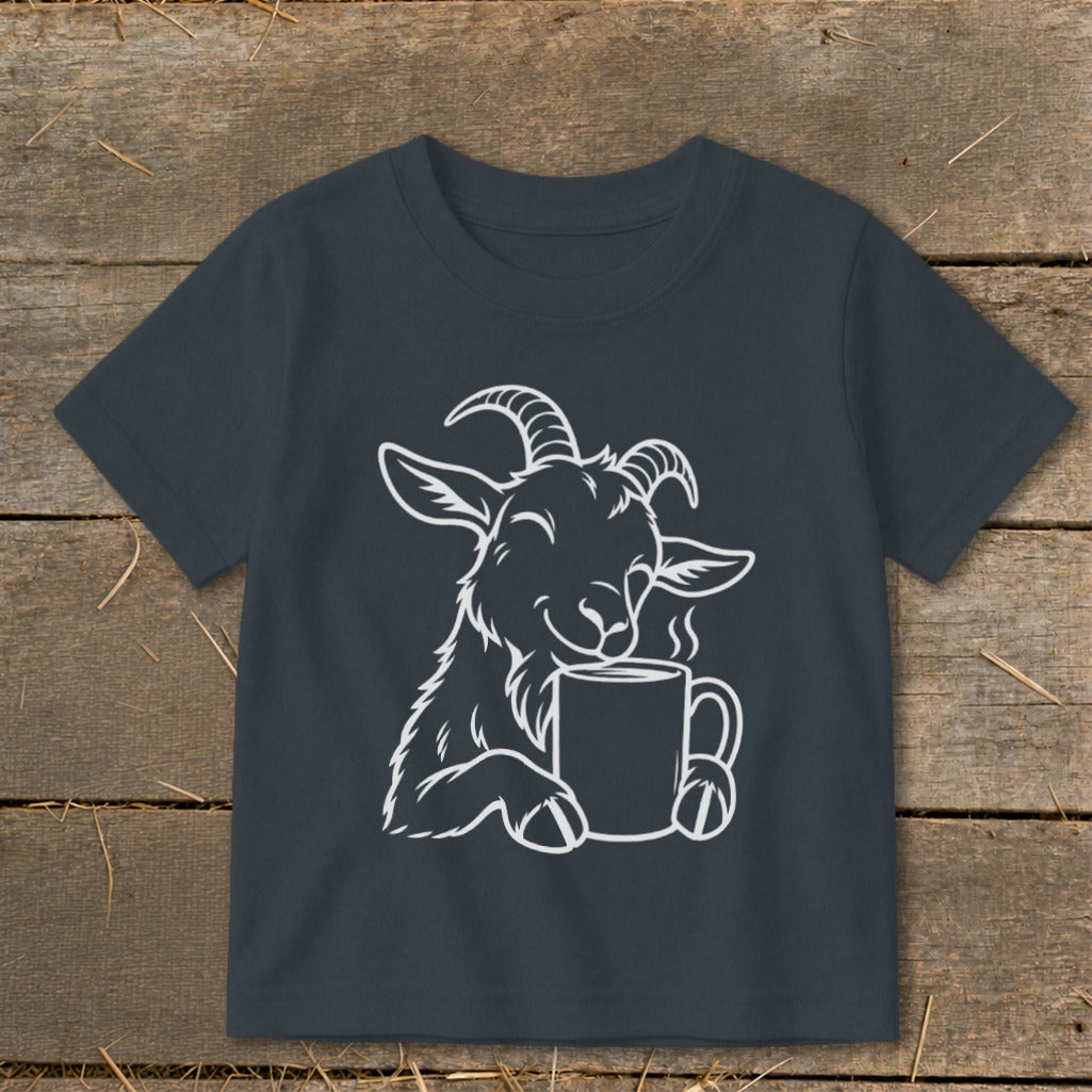 Morning Coffee Goat Toddler Tee