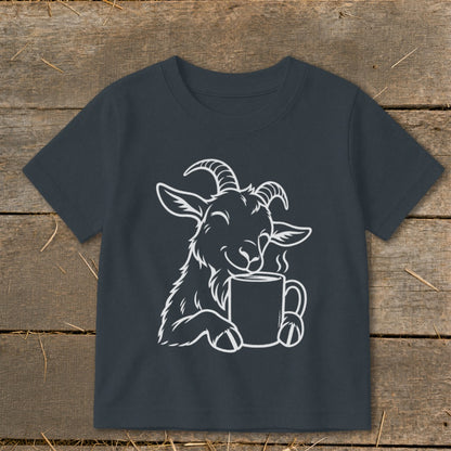 Morning Coffee Goat Toddler Tee
