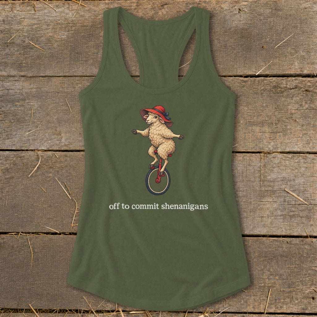 Off To Commit Shenanigans Racerback Tank