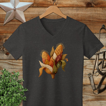 Colorful Corn Graphic V-Neck Short Sleeve Shirt product