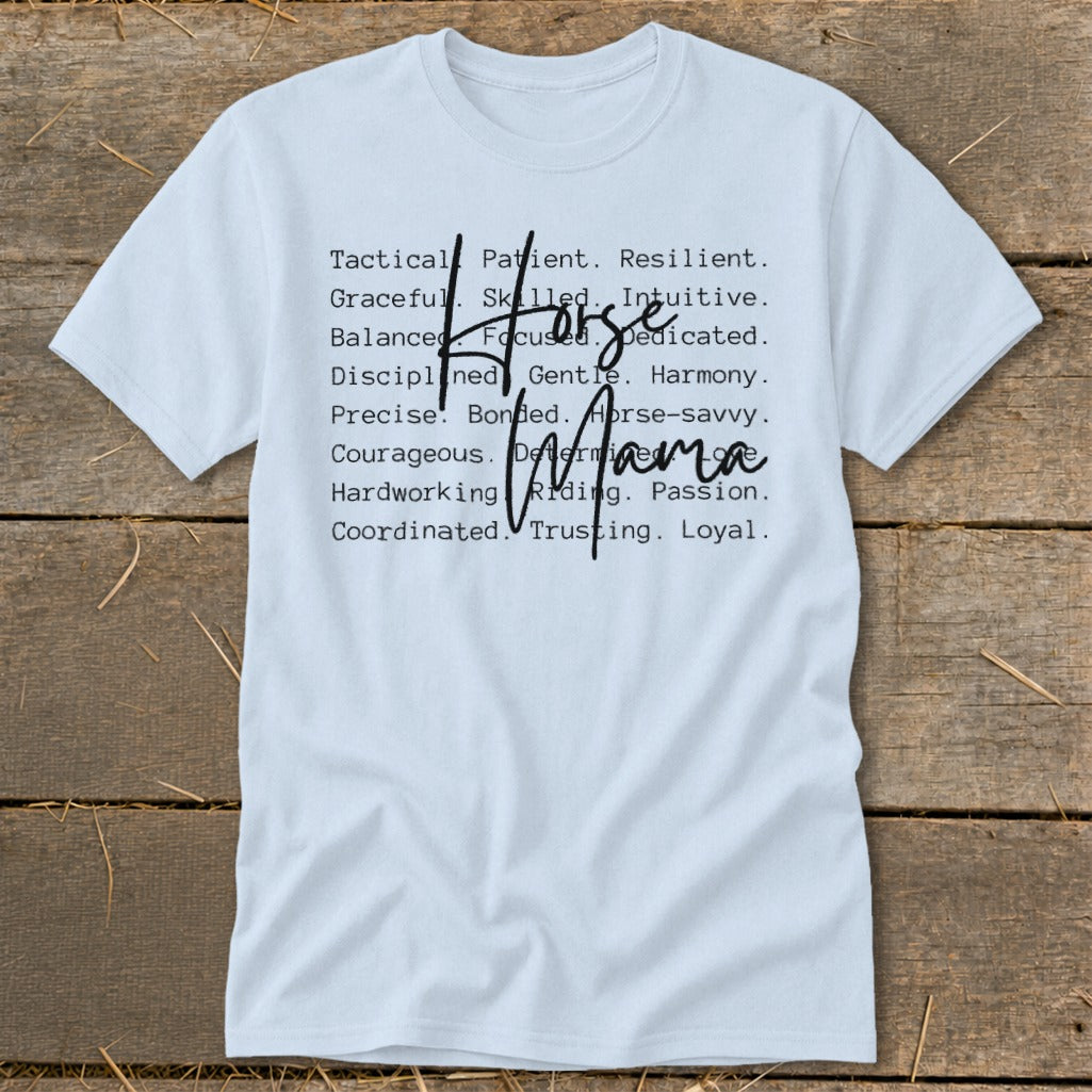 Horse Mama with descriptive words like Tactical, Graceful, and Riding.