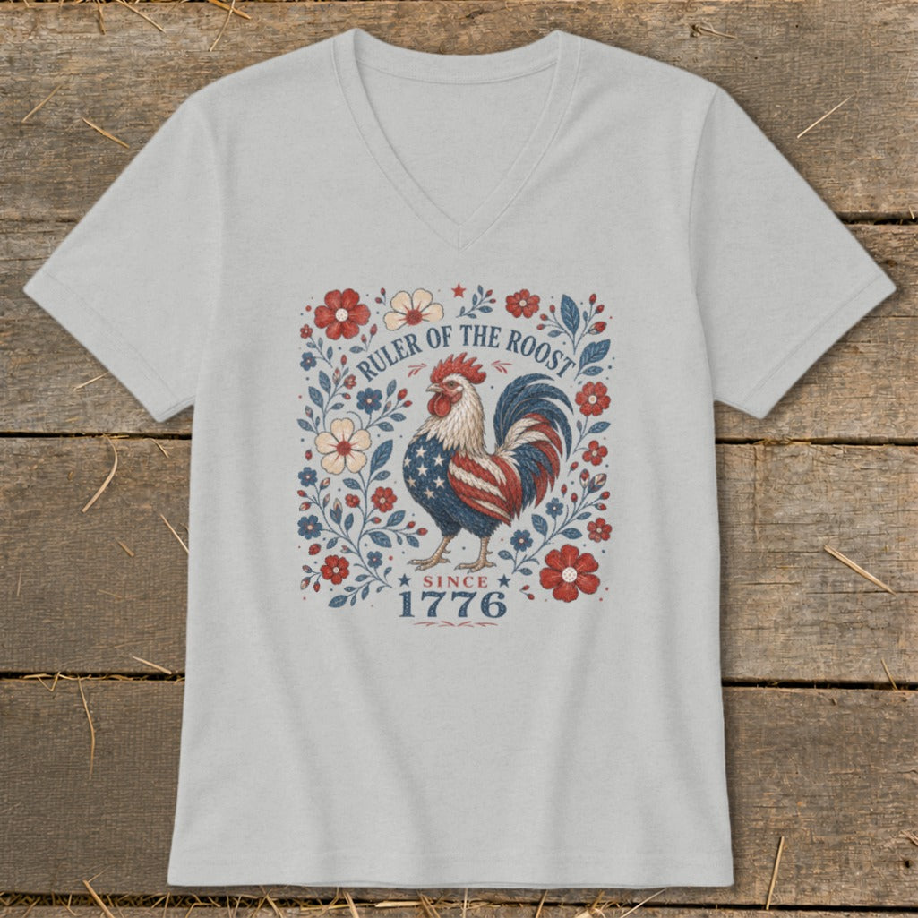 Rooster graphic with American flag elements and text "RULER OF THE ROOST SINCE 1776".