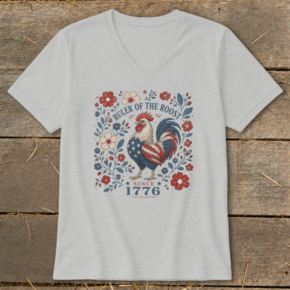 Rooster graphic with American flag elements and text "RULER OF THE ROOST SINCE 1776".