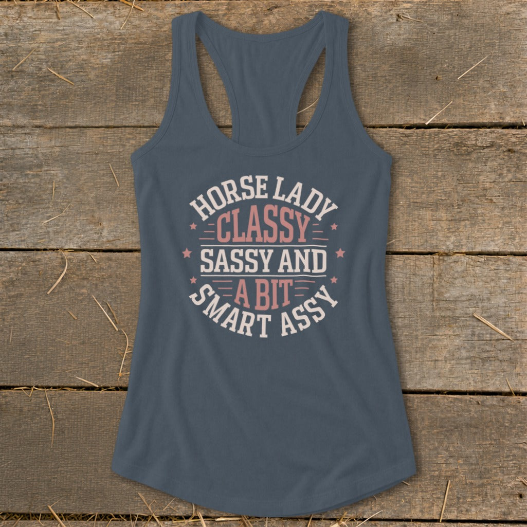 Horse lady classy sassy and a bit smart assy graphic tank top