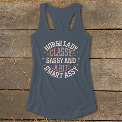Horse lady classy sassy and a bit smart assy graphic tank top