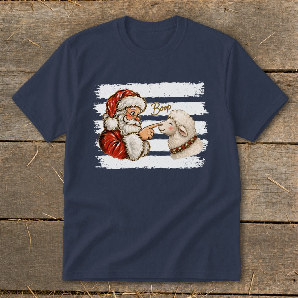 Santa booping a sheep with "Boop" text above.