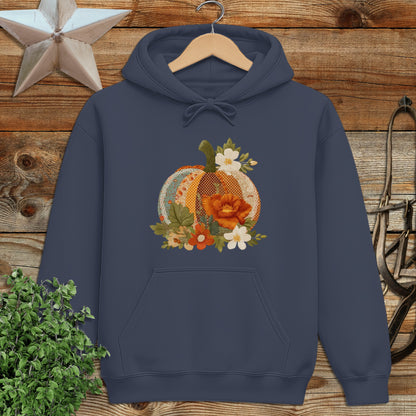Faux Embroidery Fall Pumpkin Hoodie