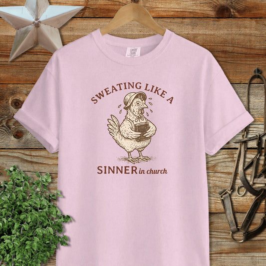 Sweating Like A Sinner In Church Funny Graphic Shirt