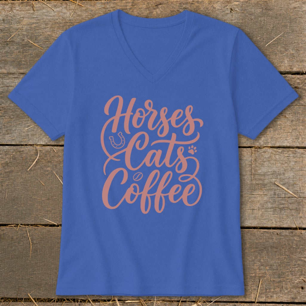 Horses, Cats & Coffee V-neck