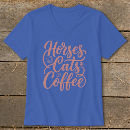 Horses, Cats & Coffee V-neck