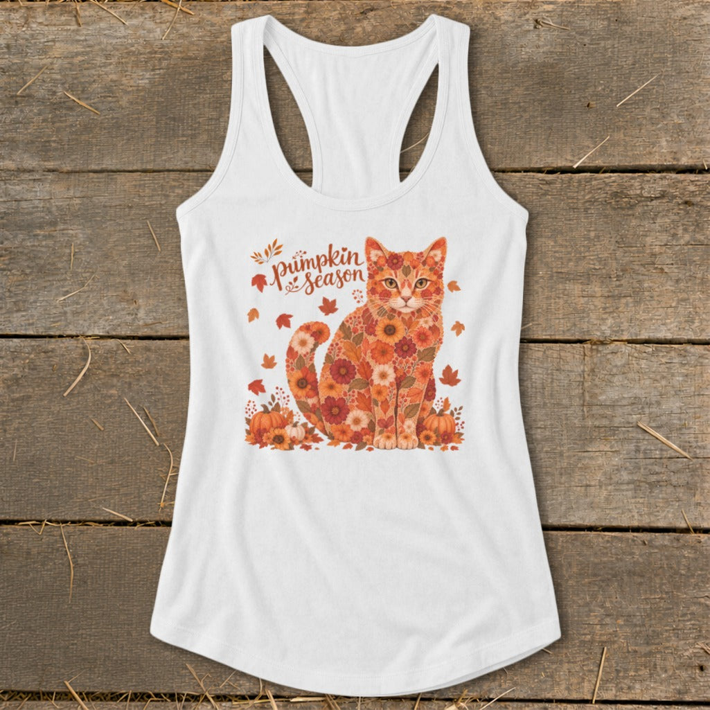 Fall Floral Cat Racerback Tank