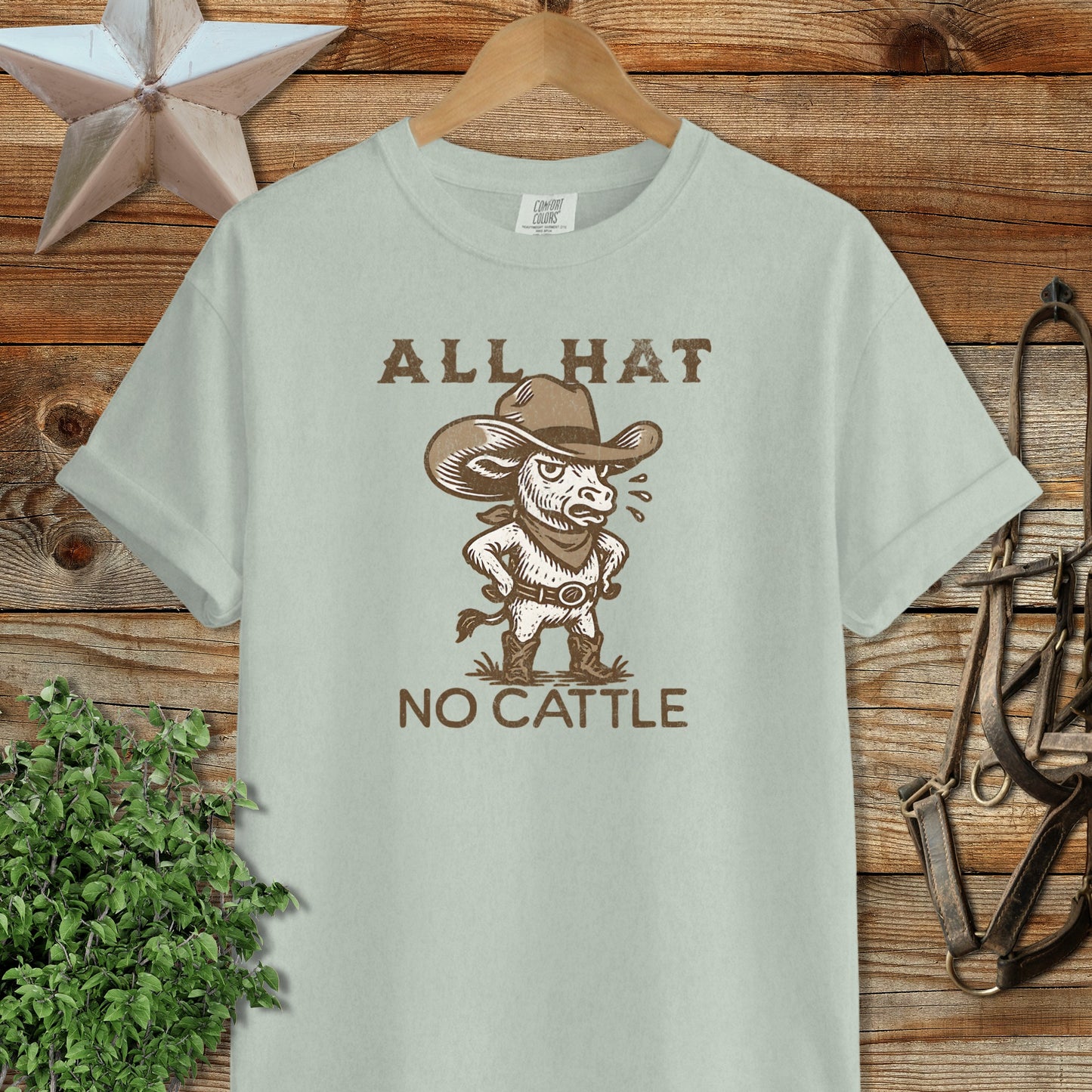 All Hat No Cattle Funny Cowboy Graphic T-Shirt