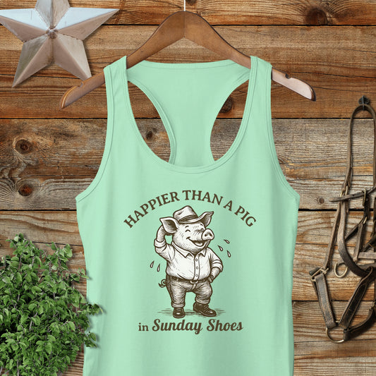 Happier Than A Pig In Sunday Shoes Tank Top
