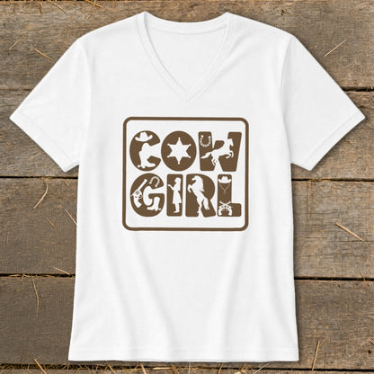 White t-shirt with "COW GIRL" text and western icons.