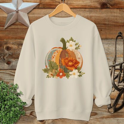 Fall Pumpkin Floral Design on Beige Unisex Sweatshirt product type