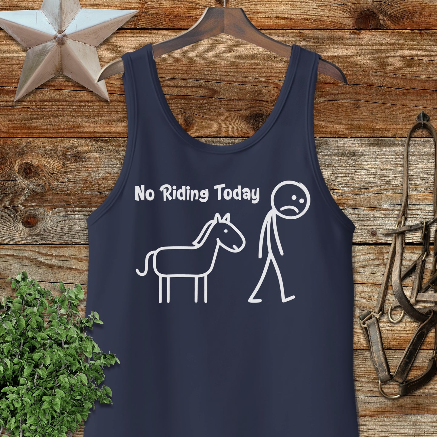 No Riding Today Graphic Tank Top with Funny Horse