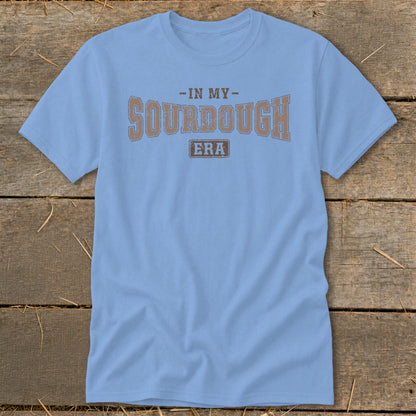 Light blue t-shirt with "In My Sourdough Era" text design.