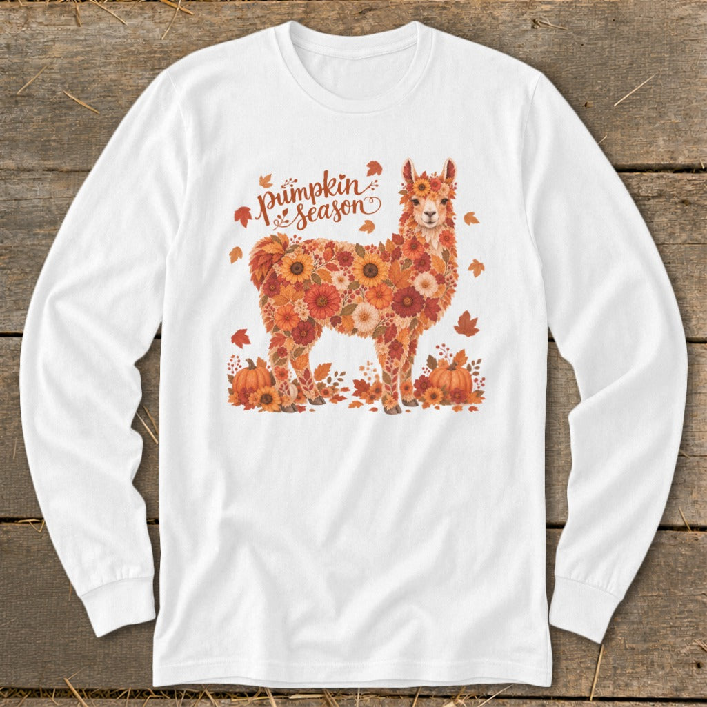 Fall Floral Llama Long Sleeve Tee