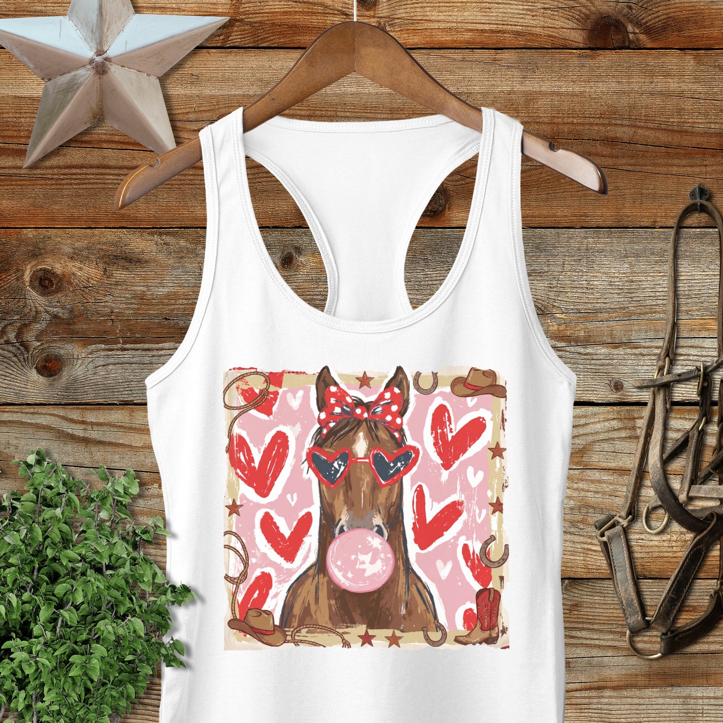 Whimsical Valentine - Horse Racerback Tank