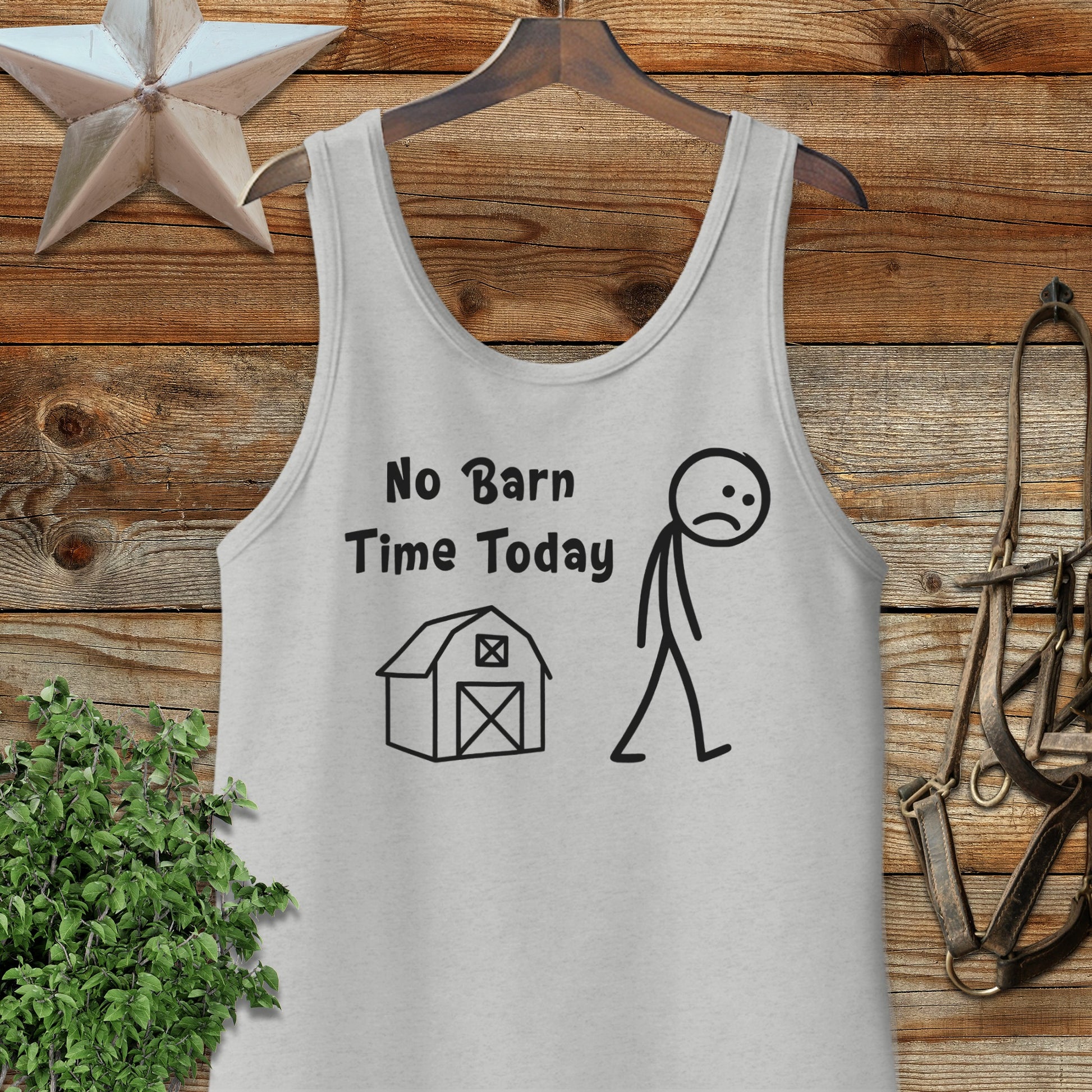 No Barn Time Today Funny Quirky Stick Figure Tank Top