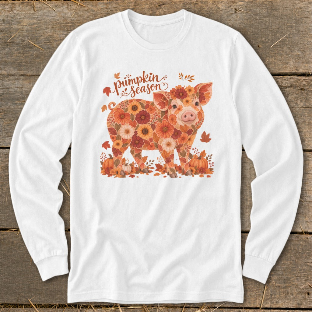 Fall Floral Pig Long Sleeve Tee