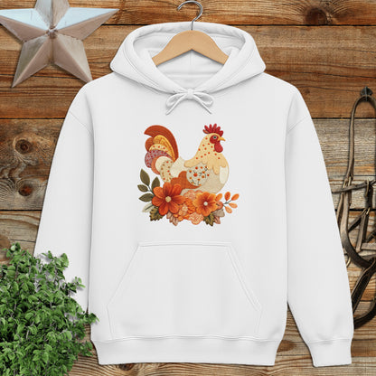 Cozy Hoodie with Colorful Rooster and Floral Design product type