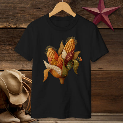 Festive Corn Embroidery on Black Background Shirt product type