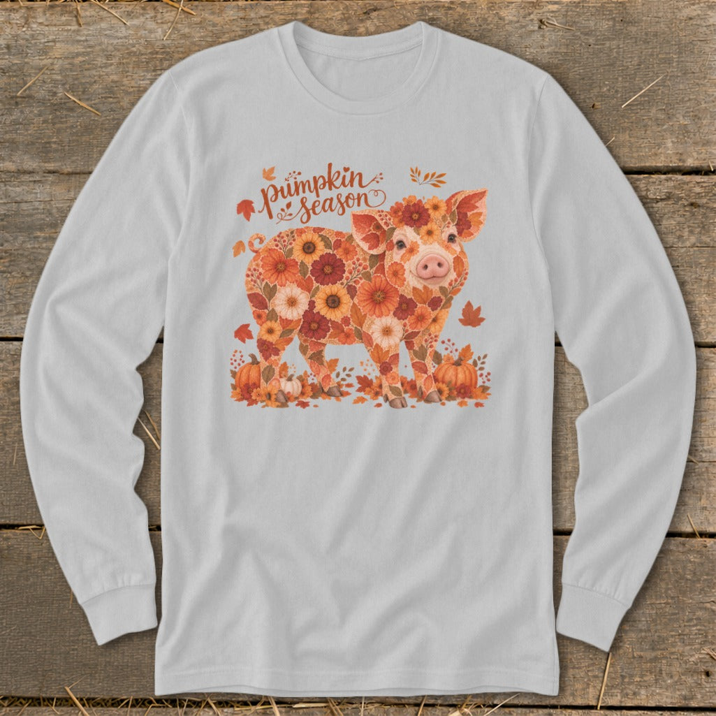 Fall Floral Pig Long Sleeve Tee