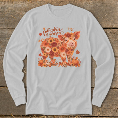 Fall Floral Pig Long Sleeve Tee