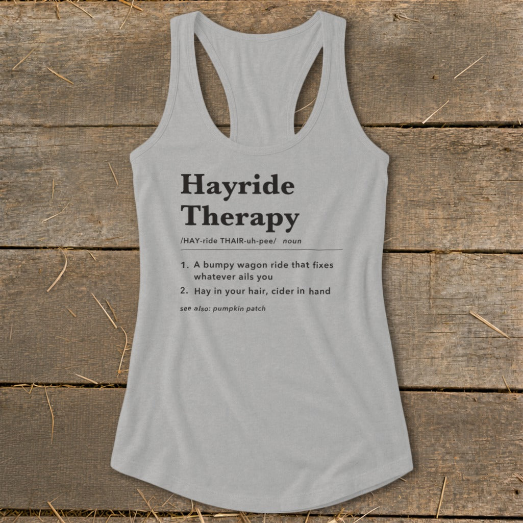Hayride Therapy Definition Racerback Tank