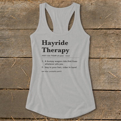 Hayride Therapy Definition Racerback Tank