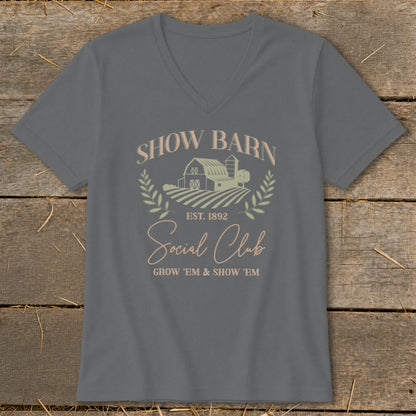 Show Barn Social Club t-shirt with barn, fields, and text.