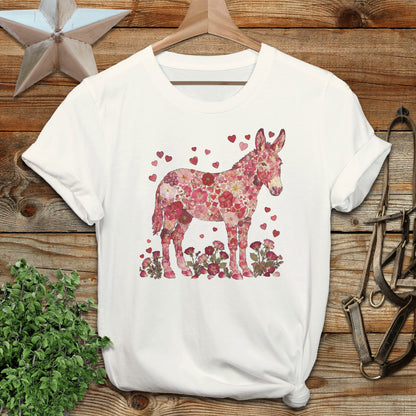 Floral Donkey with Hearts Graphic T-Shirt Product