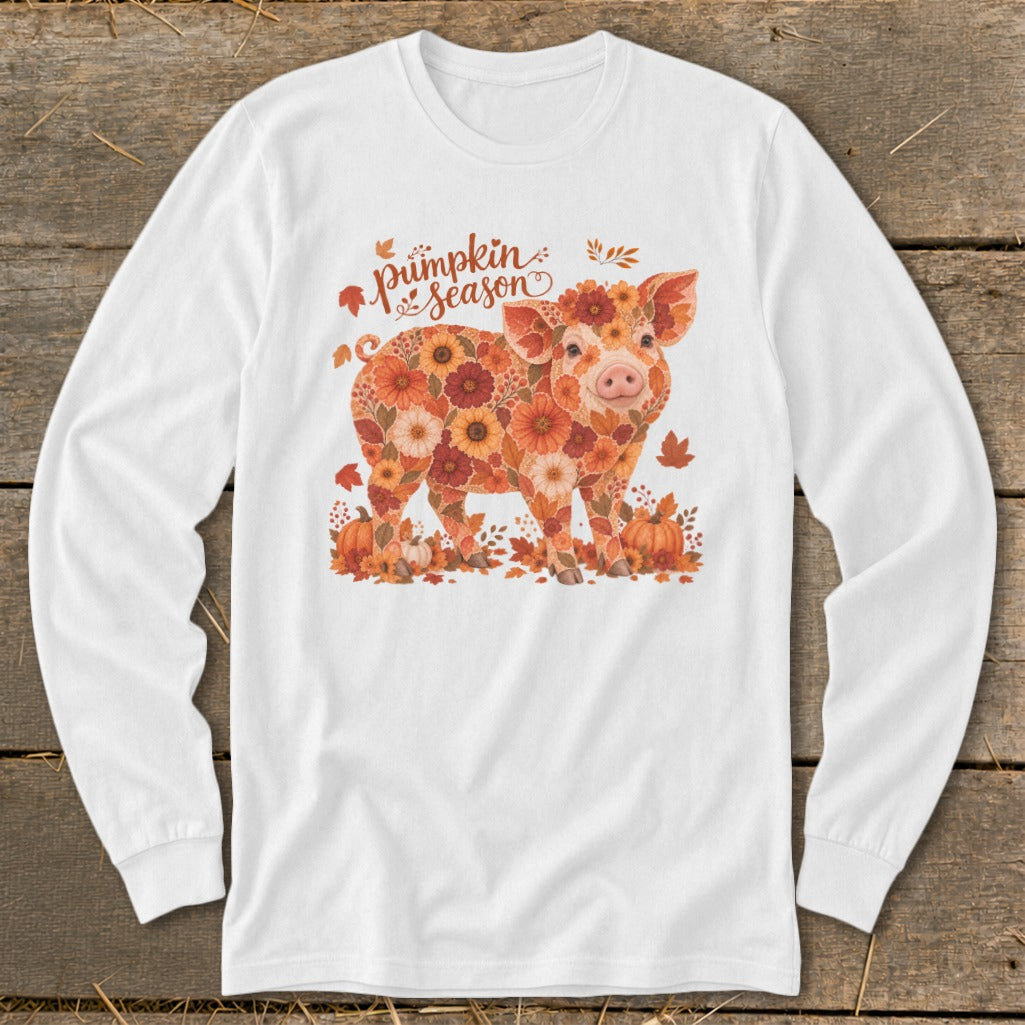 Fall Floral Pig Long Sleeve Tee