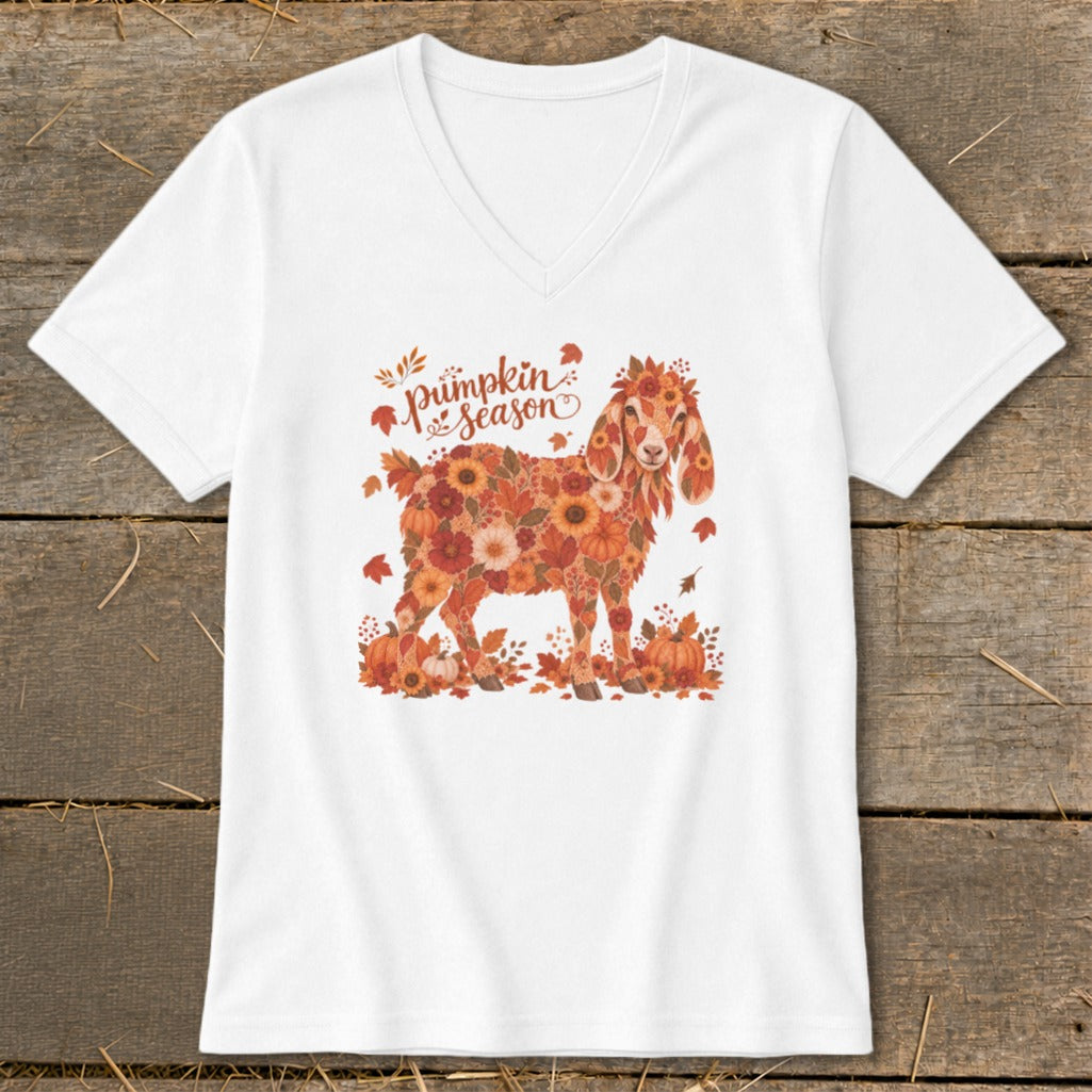 Fall Floral Nubian Goat V-neck