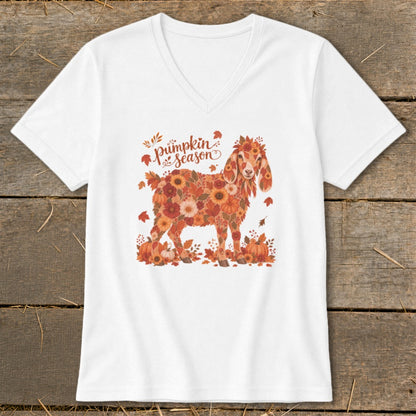 Fall Floral Nubian Goat V-neck