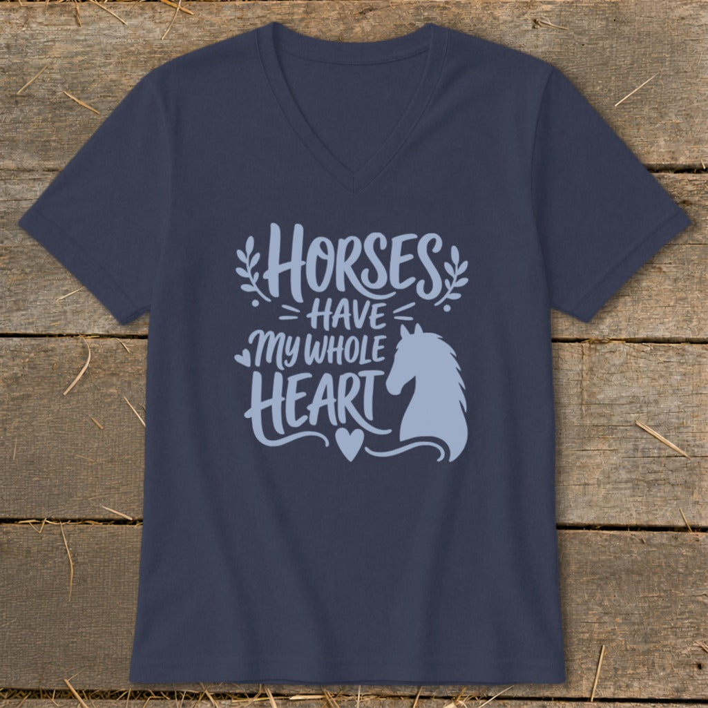 Navy t-shirt with "Horses Have My Whole Heart" text and horse silhouette.