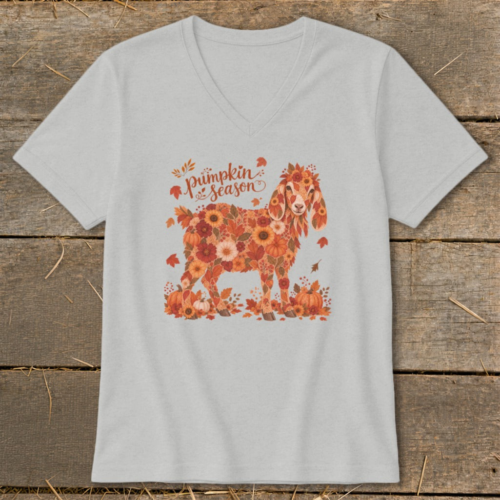 Fall Floral Nubian Goat V-neck
