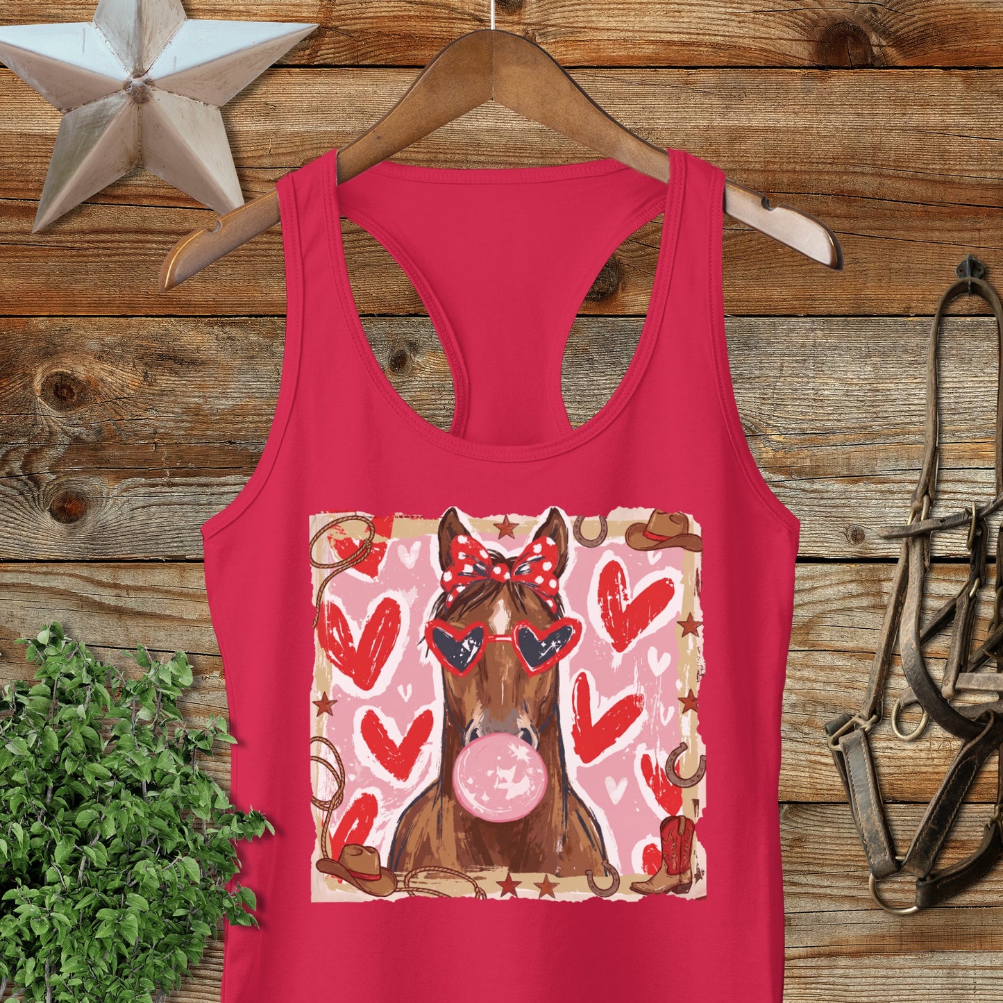 Whimsical Valentine - Horse Racerback Tank