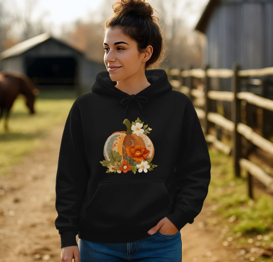 Festive Floral Pumpkin Hoodie Perfect Autumn Product Type