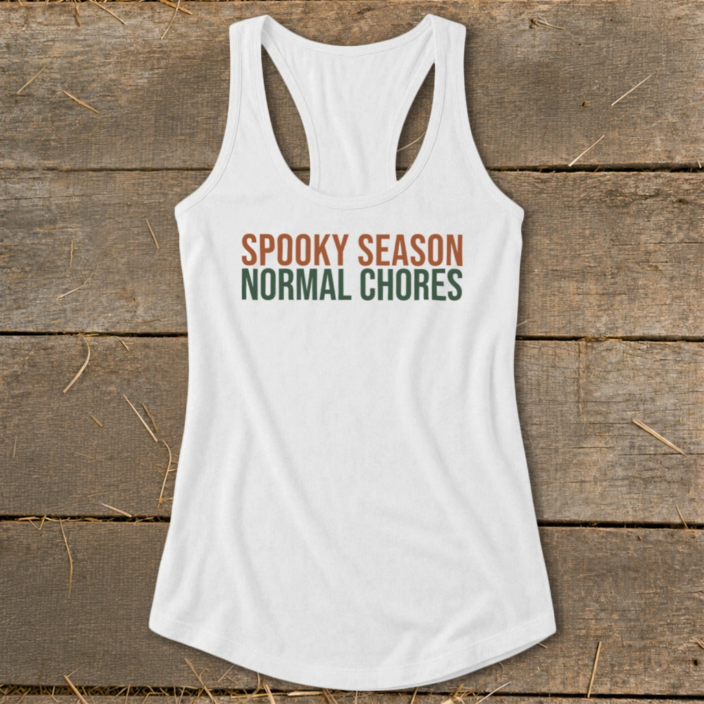 Spooky Season Normal Chores Racerback Tank